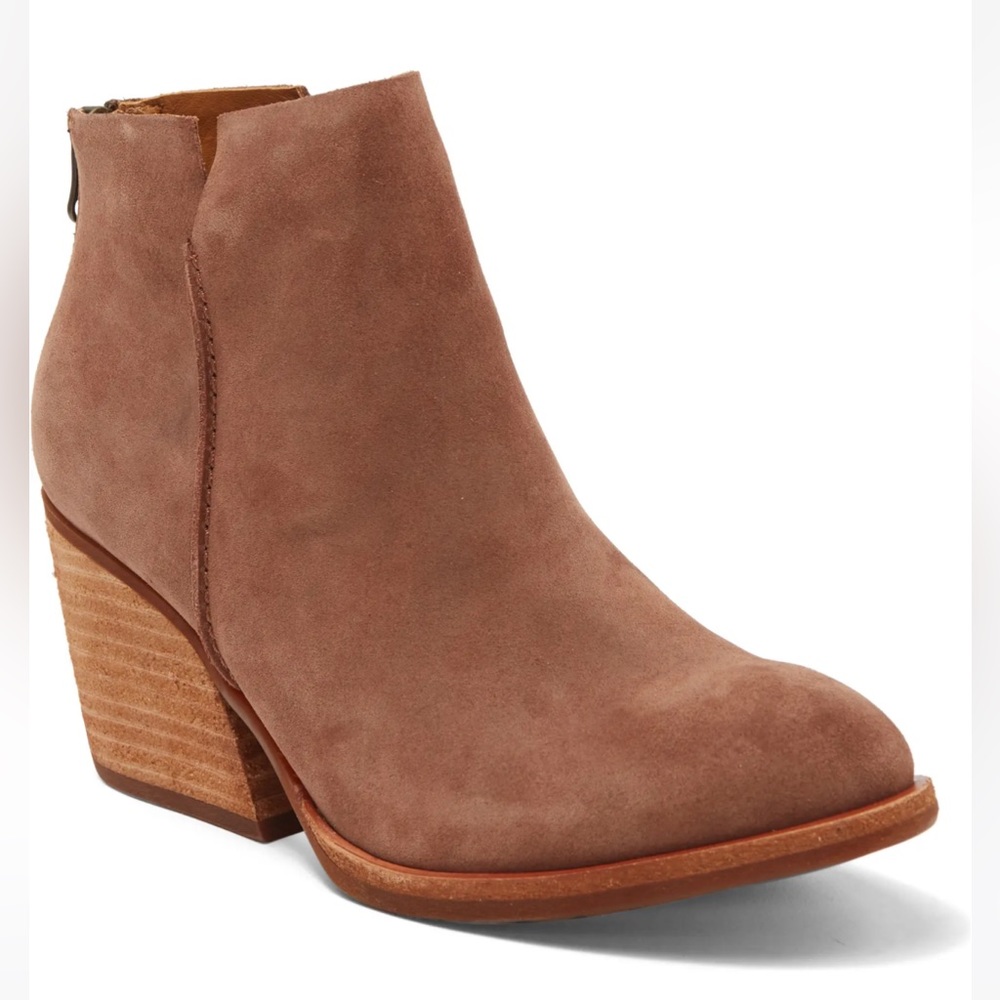 Kork-Ease Suede Chandra Bootie Chunky Heel Boot Dark Brown Sz 10 New w/o box